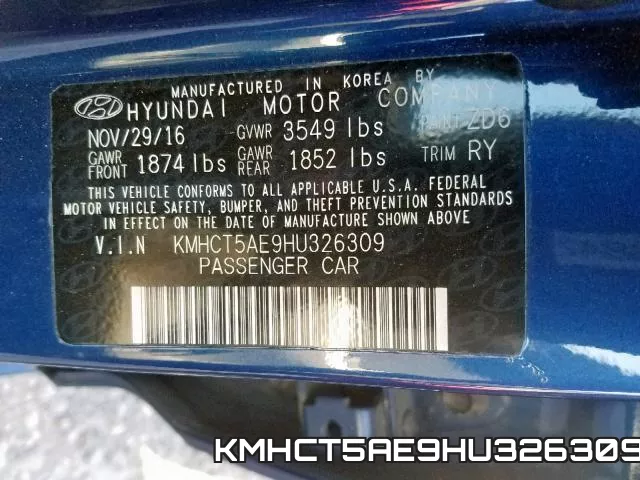 KMHCT5AE9HU326309 фото 2