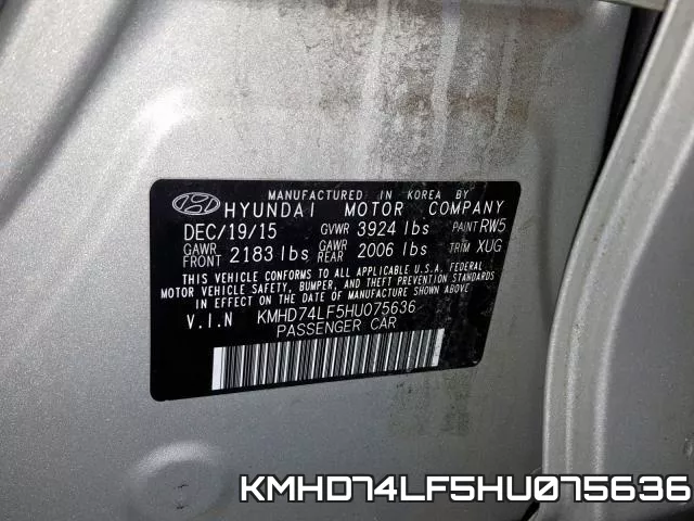 KMHD74LF5HU075636 фото 2