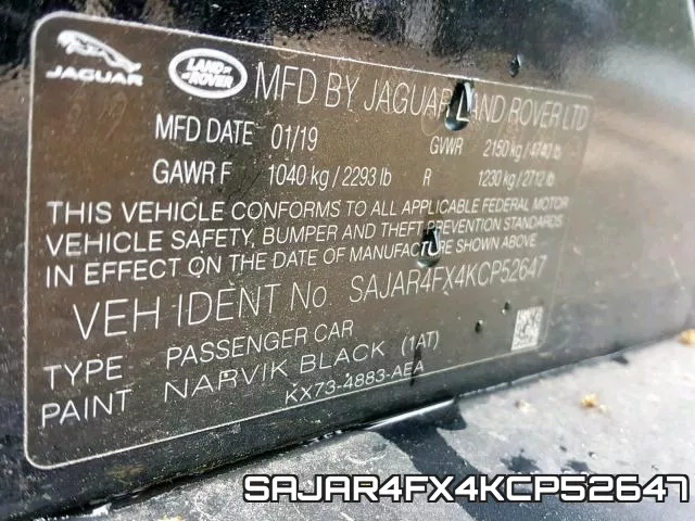 SAJAR4FX4KCP52647 фото 2