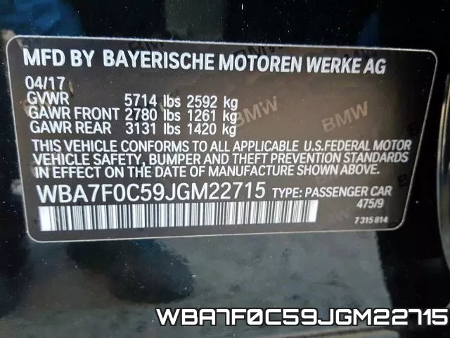 WBA7F0C59JGM22715 фото 2