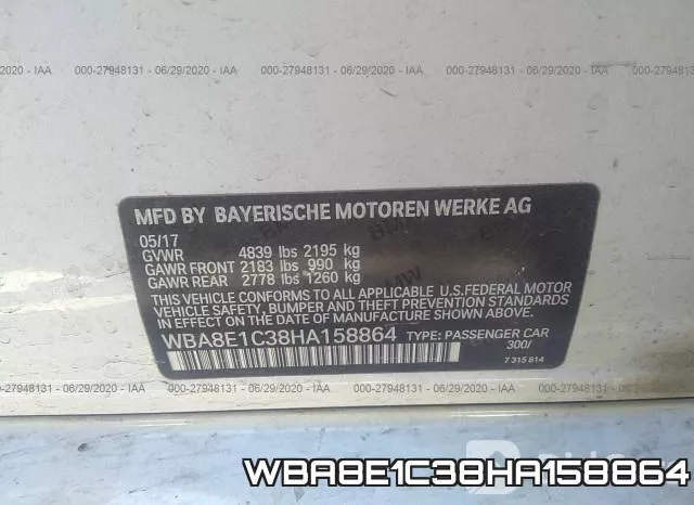 WBA8E1C38HA158864 фото 10