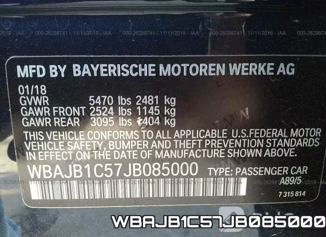 WBAJB1C57JB085000 фото 10
