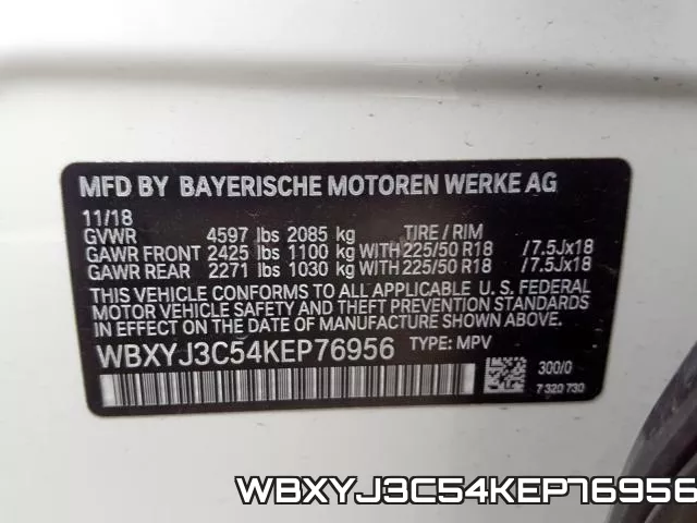 WBXYJ3C54KEP76956 фото 2