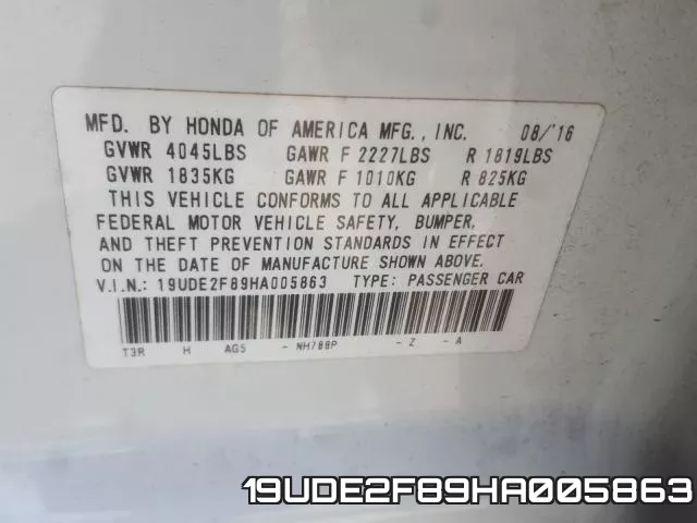 19UDE2F89HA005863 фото 2