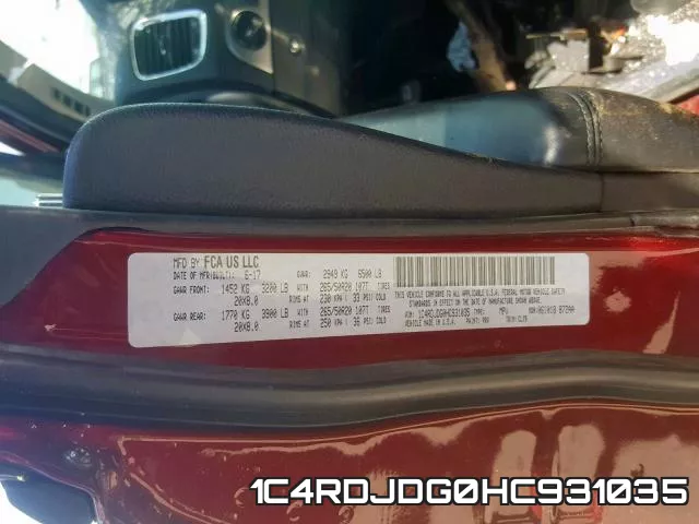 1C4RDJDG0HC931035 фото 2