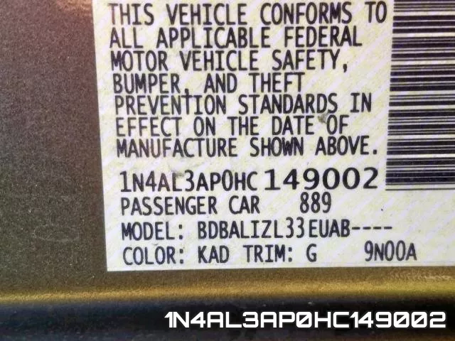 1N4AL3AP0HC149002 фото 2