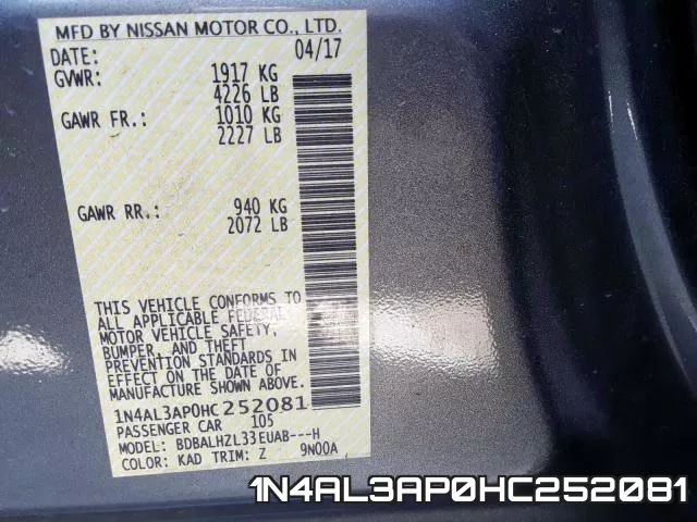 1N4AL3AP0HC252081 фото 2