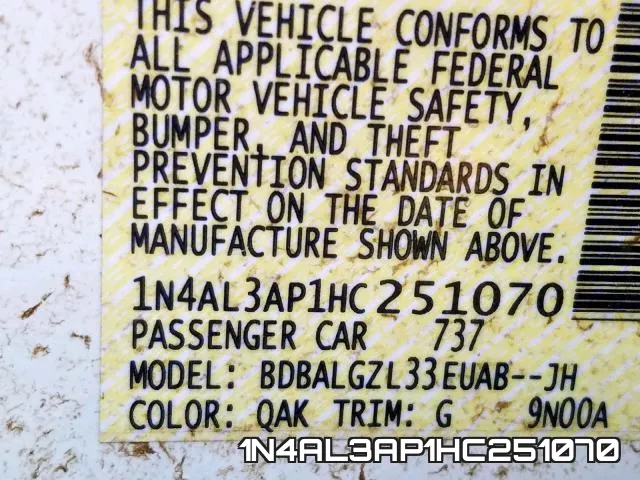 1N4AL3AP1HC251070 фото 2