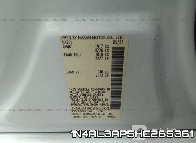1N4AL3AP5HC265361 фото 10