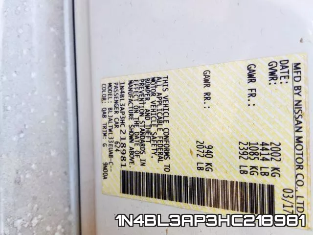 1N4BL3AP3HC218981 фото 2