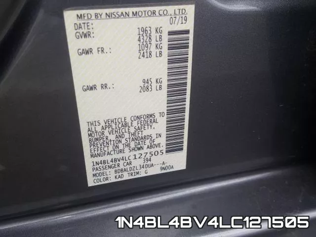 1N4BL4BV4LC127505 фото 2