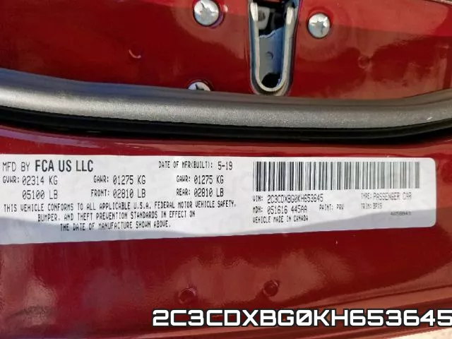 2C3CDXBG0KH653645 фото 2