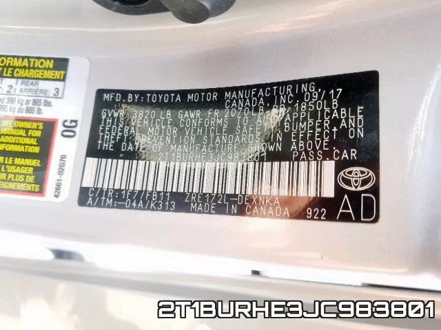 2T1BURHE3JC983801 фото 2