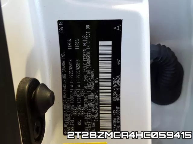 2T2BZMCA4HC059415 фото 2