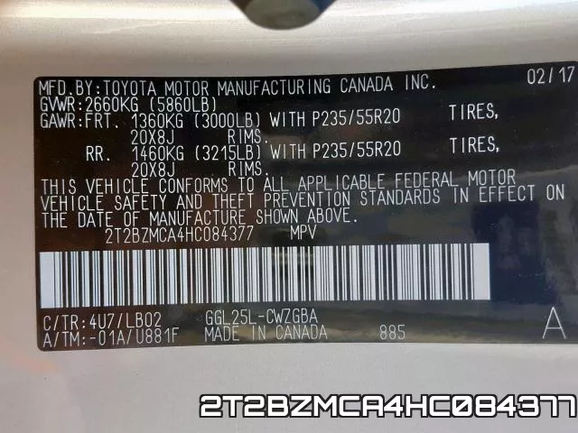 2T2BZMCA4HC084377 фото 2