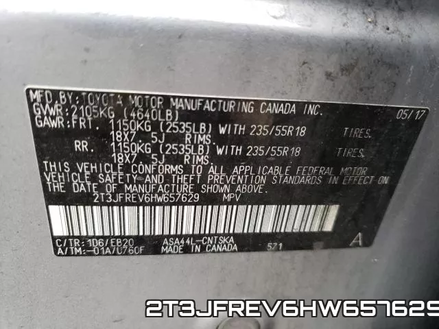 2T3JFREV6HW657629 фото 2
