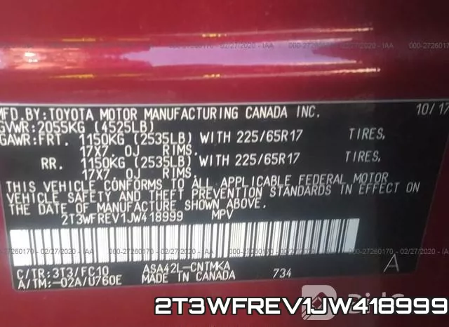 2T3WFREV1JW418999 фото 10