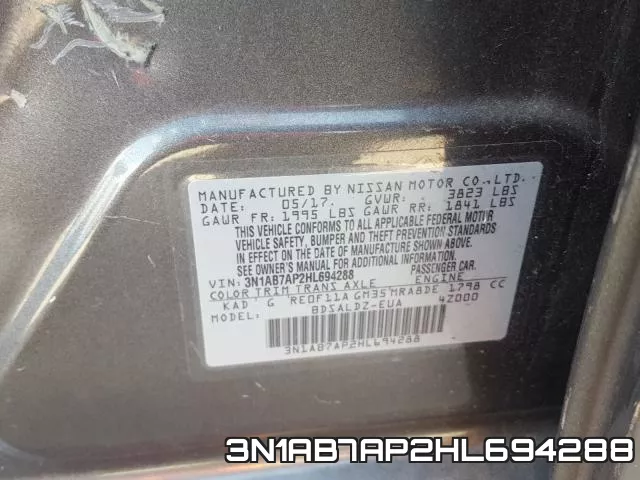 3N1AB7AP2HL694288 фото 2