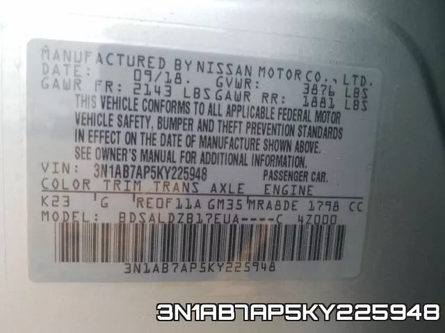 3N1AB7AP5KY225948 фото 2