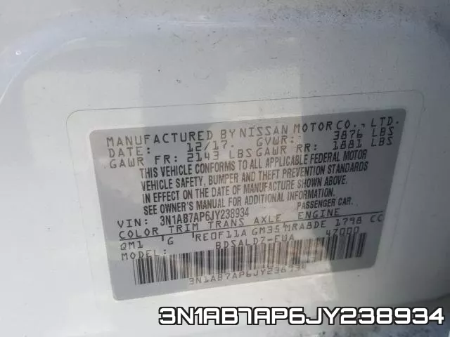 3N1AB7AP6JY238934 фото 2