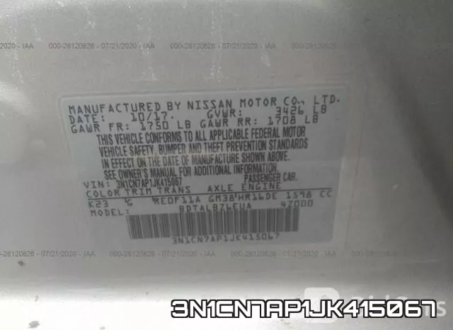 3N1CN7AP1JK415067 фото 10
