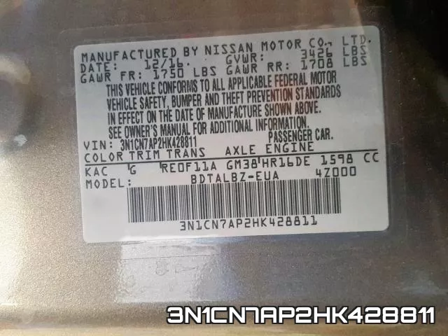 3N1CN7AP2HK428811 фото 2