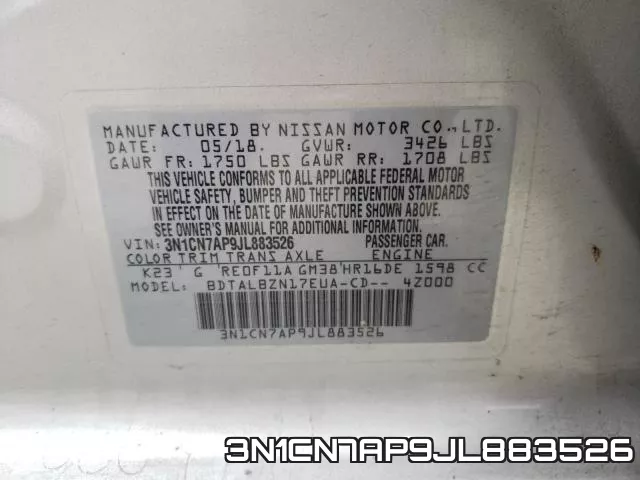 3N1CN7AP9JL883526 фото 2