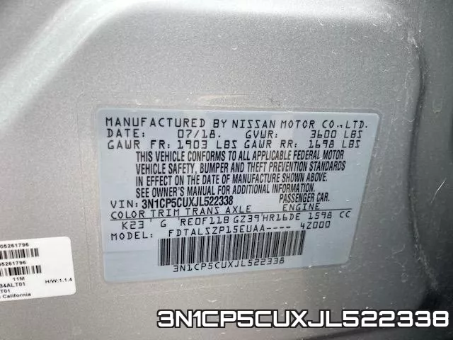 3N1CP5CUXJL522338 фото 2