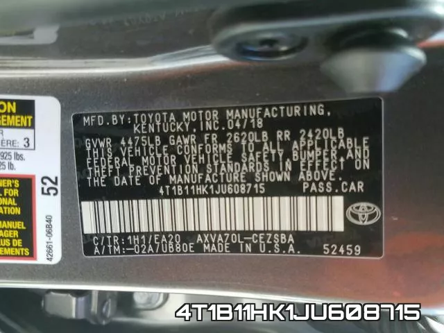 4T1B11HK1JU608715 фото 2
