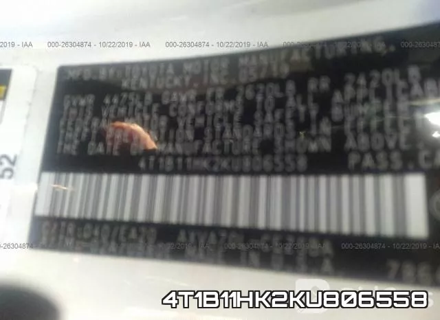 4T1B11HK2KU806558 фото 10