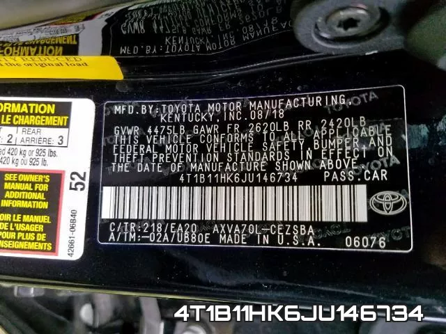 4T1B11HK6JU146734 фото 2