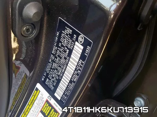 4T1B11HK6KU713915 фото 2