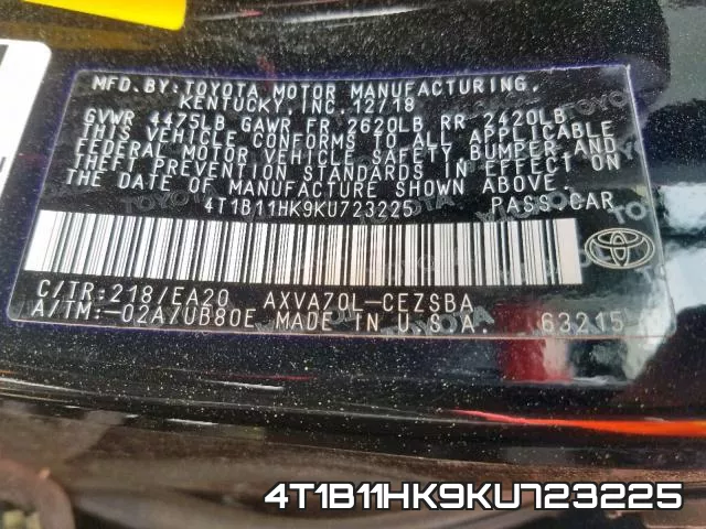 4T1B11HK9KU723225 фото 2