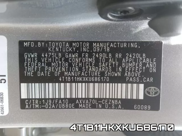 4T1B11HKXKU686170 фото 2