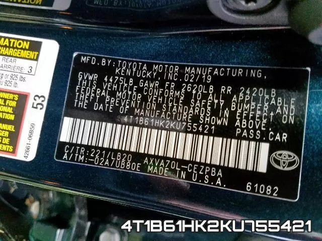 4T1B61HK2KU755421 фото 2