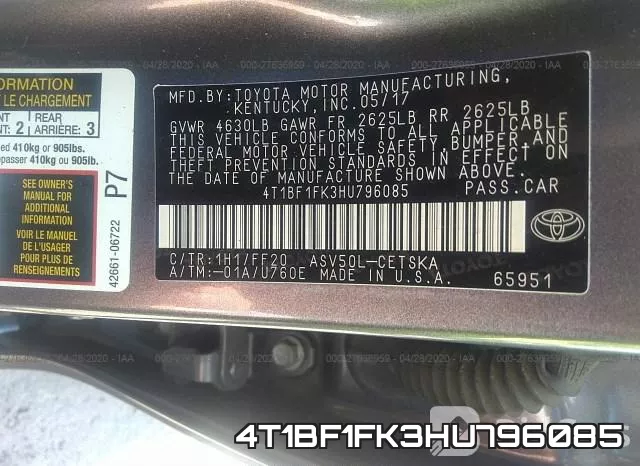 4T1BF1FK3HU796085 фото 10