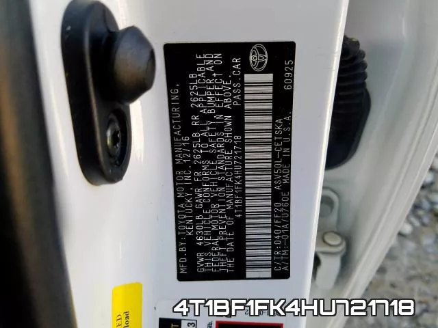 4T1BF1FK4HU721718 фото 2