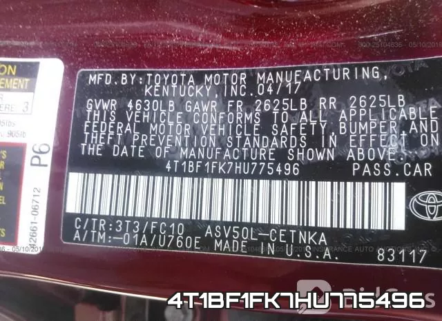 4T1BF1FK7HU775496 фото 10