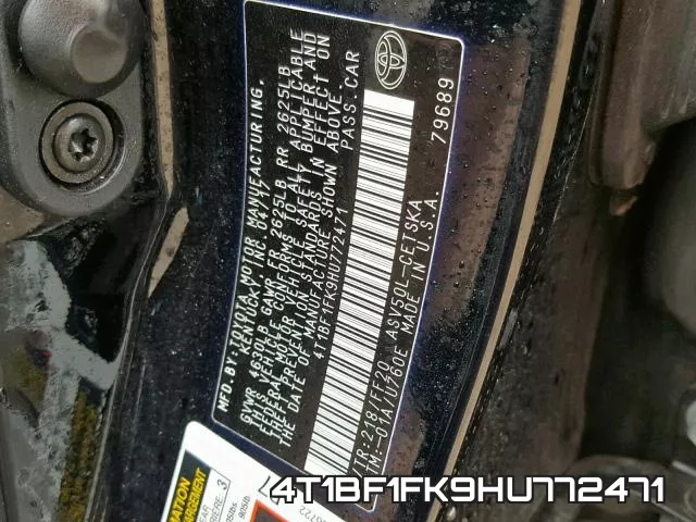 4T1BF1FK9HU772471 фото 2