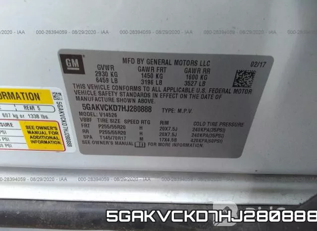 5GAKVCKD7HJ280888 фото 10