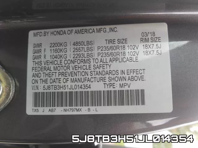 5J8TB3H51JL014354 фото 2