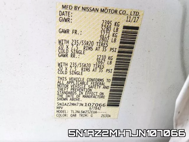 5N1AZ2MH7JN107066 фото 2