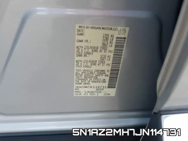 5N1AZ2MH7JN114731 фото 2