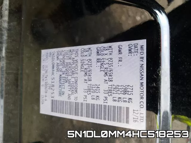 5N1DL0MM4HC518253 фото 2