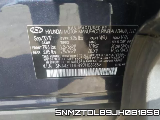 5NMZTDLB9JH081858 фото 2