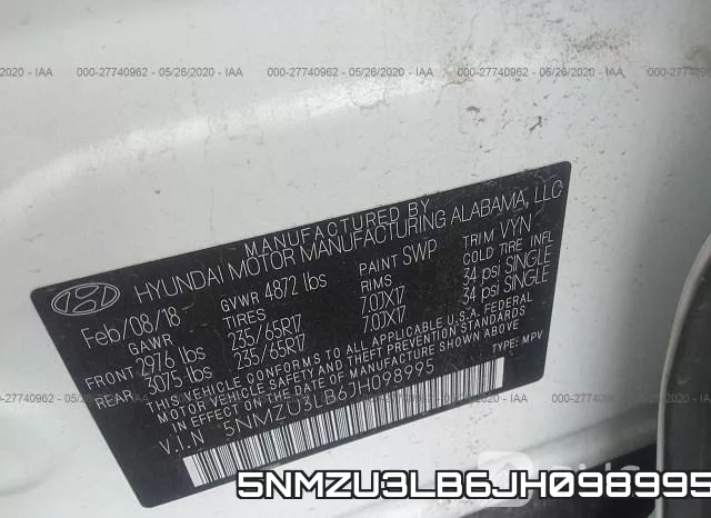 5NMZU3LB6JH098995 фото 10