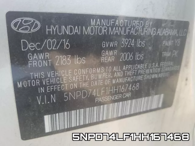 5NPD74LF1HH167468 фото 2