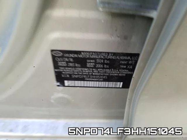 5NPD74LF3HH151045 фото 2