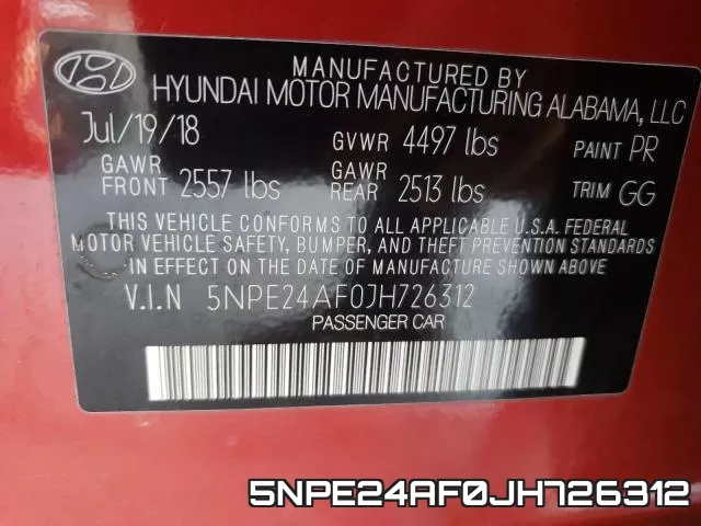 5NPE24AF0JH726312 фото 2