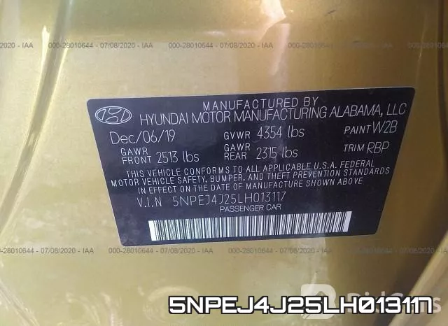 5NPEJ4J25LH013117 фото 10